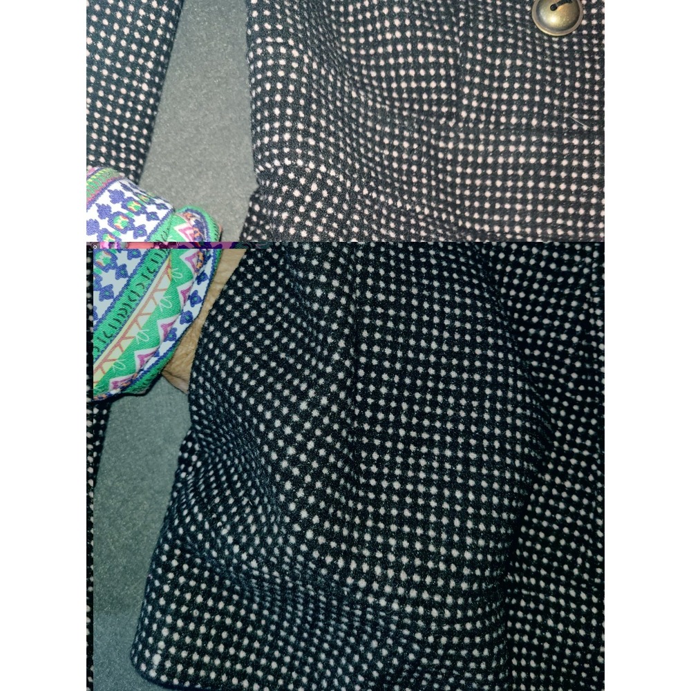 Pink Envelope Women's Black/White Polka Dot Peacoat Double Breasted Lined M - Picture 3 of 7